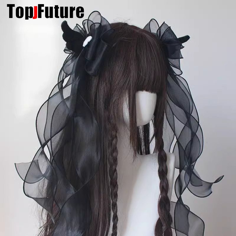 Presilha de cabelo com laço grande, asa de anjo, y2k, menina, harajuku, gótico, original, subcultura, acessórios, grampos de cabelo, presilhas de cabelo