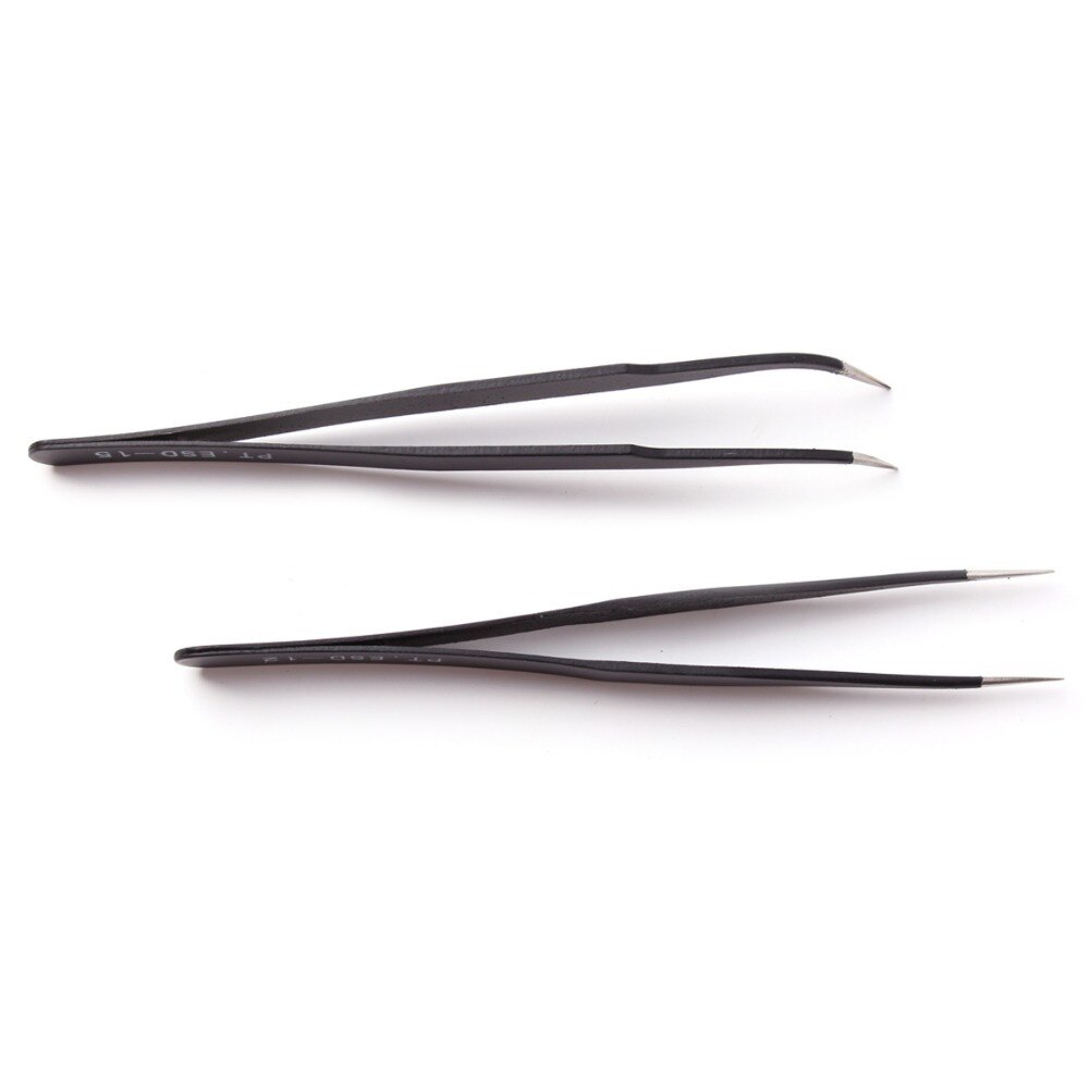 3er Set Präzisionspinzetten – Gebogen, Spitz & Rund – Mit Gummispitzen, Für Wimpern, Modellbau & Schmuck – Längen 10,8–15,6 Cm