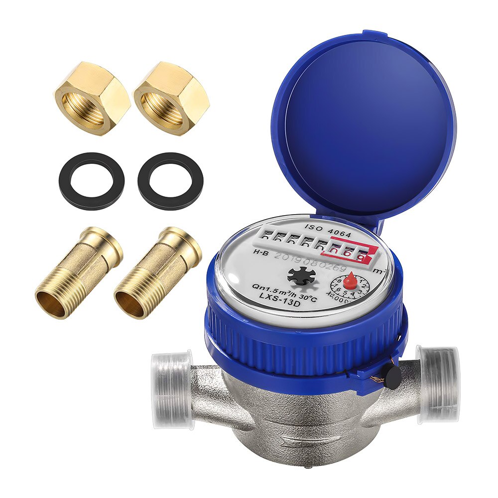 1/2" Digital Dial Garden Household Water Meter Plastic Cold Water Meter Single Water Flow Dry Table Liquid Measuring Tools