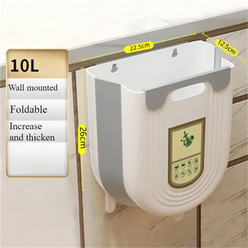 Wall Hanging Trash Can Household Dustbin Large Capacity No Smell Kitchen Bins Hanging Multifunctional Foldable Garbage Basket: PURPLE