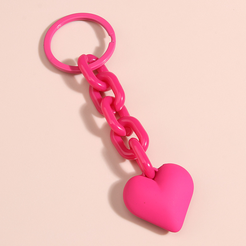 LLavero de corazón hecho a mano, llavero de cadena de eslabones de plástico acrílico para mujeres y niñas, accesorio colgante para bolso, llaves de coche, de joyería: Oro