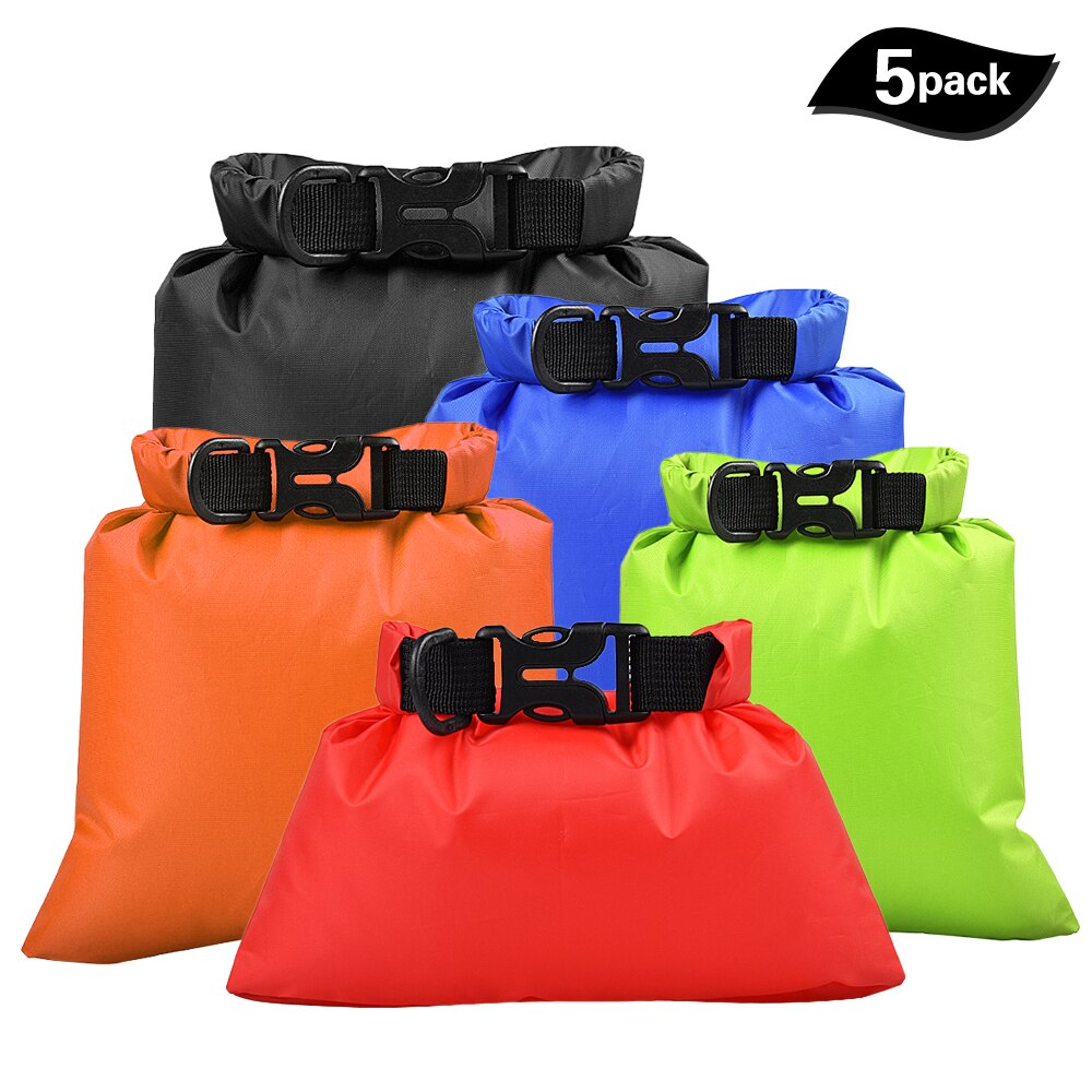 TOMSHOO 5 Pcs Swimming Waterproof Storage Bags Dry Sacks Pack Camera Storage Bags Boating Drifting Outdoor Water Sports Bags: Colorful 1