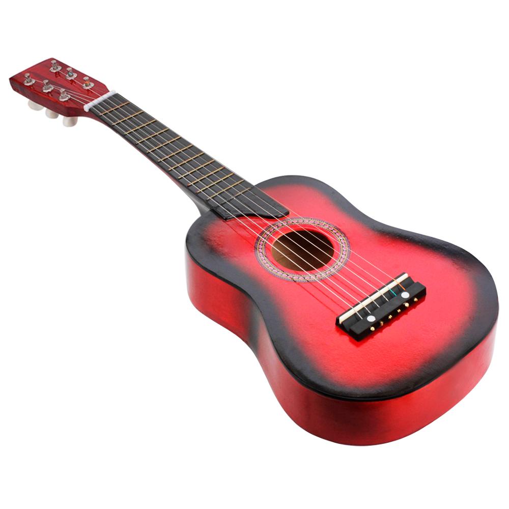25 zoll Linde Akustische Gitarre mit wählen Saiten Spielzeug Gitarre für freundlicher und Anfänger: rot