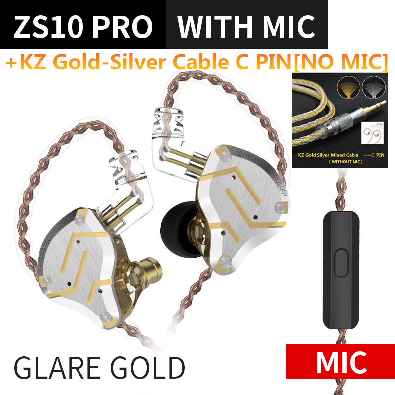 KZ ZS10 Pro 4BA + 1DD Cuffie in metallo ibrido 10 driver HIFI Bass Auricolari In Ear Monitor Sport Auricolari con cancellazione del rumore KZ ZAX ZSX: multicolore