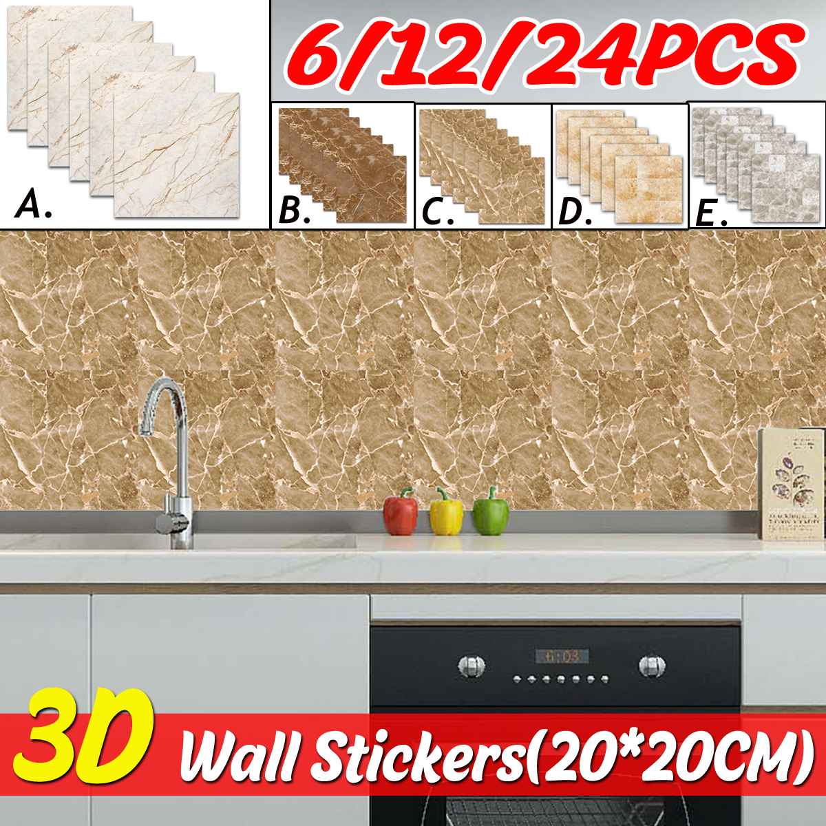 6Pcs 3D Bakstenen Muur Stickers Diy Decor Zelfklevende Waterdicht Behang Voor Kinderkamer Slaapkamer Woonkamer 3D muursticker Baksteen