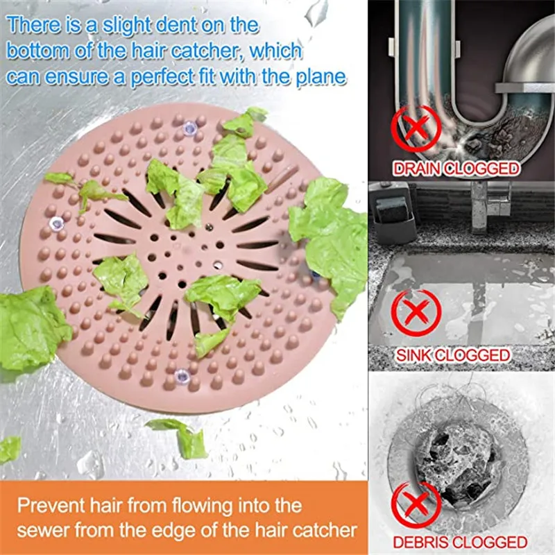 2 Stück runder Silikon-Abfluss-Haarfänger, Küchenspüle-Sieb, Badezimmer, Dusche, Bad, Stopper, Abflussabdeckung, Haarfalle für die Küche