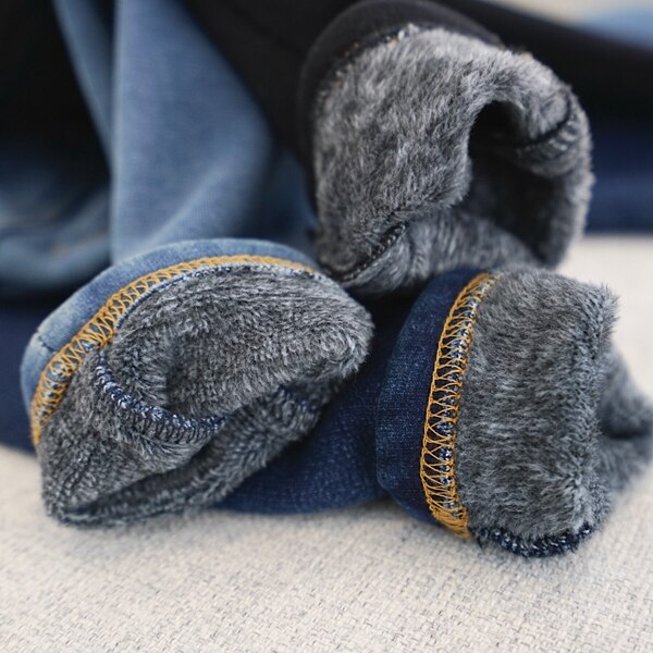 Winter infant kids cotton knitted warm jeans 0-5 years baby boys girls casual thicken denim pants 0-5Y