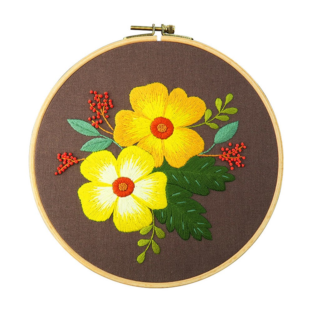 Full Range of Embroidery Starter Kit with Pattern DIY Beginner Starter Stitch Kit Including Stamped Cloth with Pattern, Embroide: color 4 with hoop