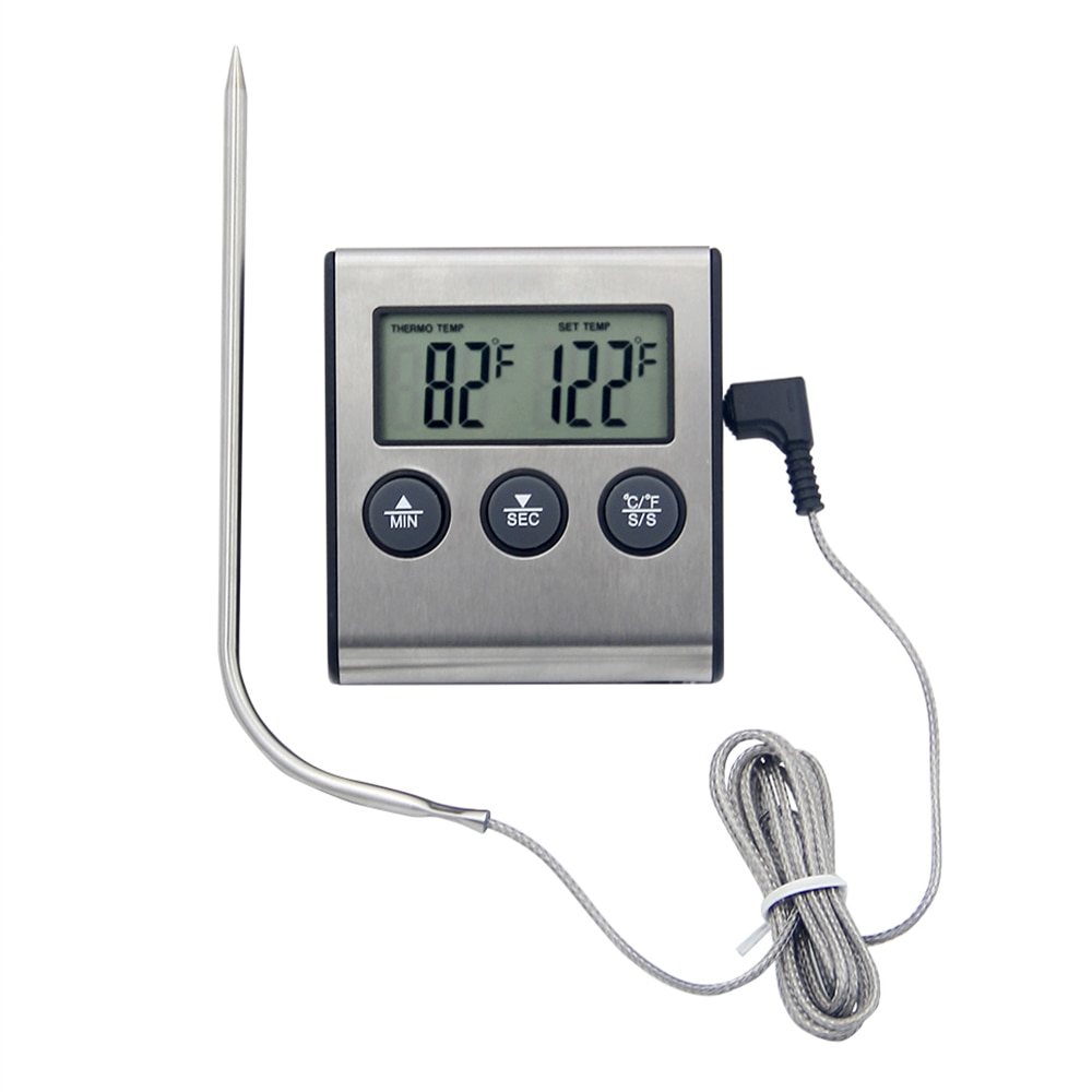 Digital Food Meat Cooking Kitchen Thermometer for Smoker Grill Oven BBQ Clock Timer 0~250°C Food Thermometer Kitchen BBQ Steak