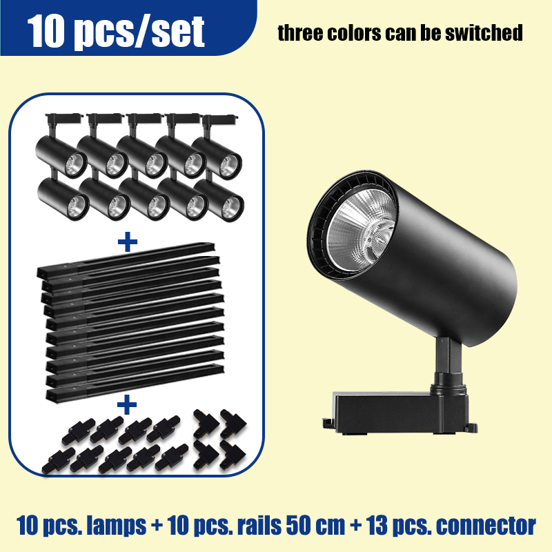 Led-railverlichtingsset, 110v rails, 3 kleuren, veranderbare plafond- en wandlampen, railspots, led-spots voor kledingwinkels