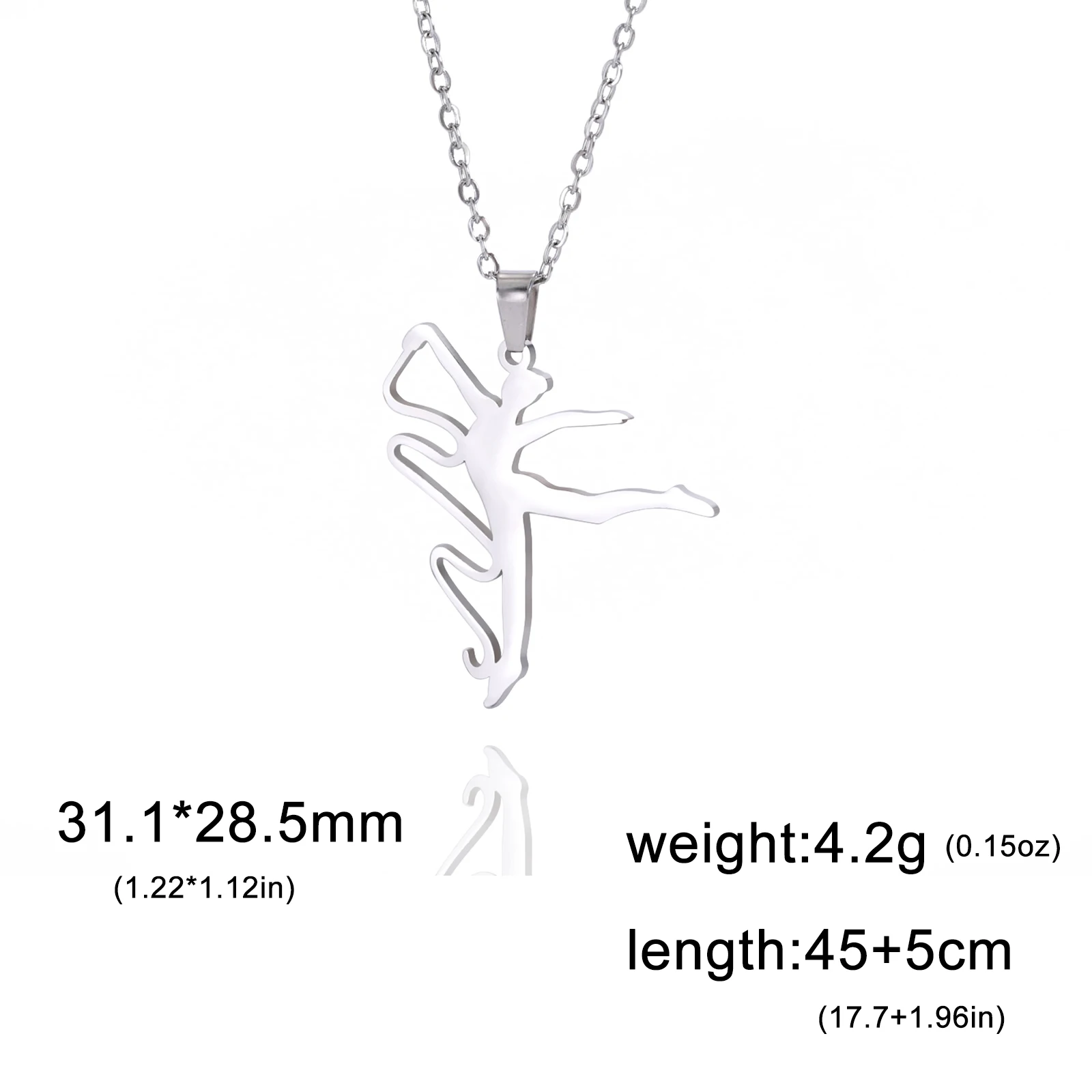 Teamer Gymnastics Necklace for Women Girls Sports Pendant Stainless Steel Jewelry Dancer Gymnast Birthday: Steel color