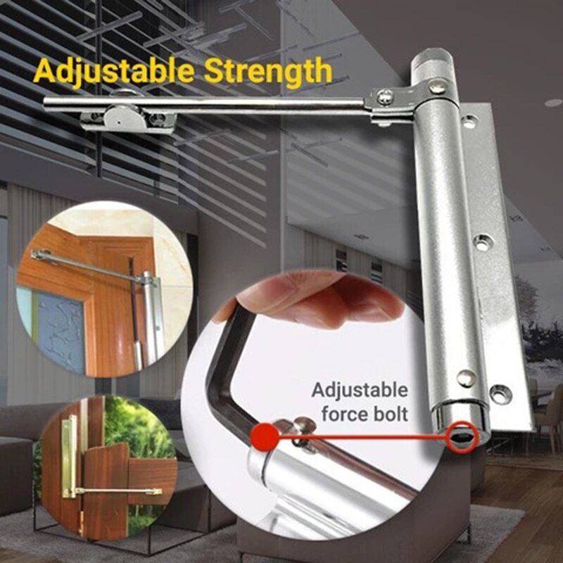 Automatic Door Closer Door Self Closing Hinge Single Spring Adjustable Surface Mounted Automatic Closing Fire Rated Door Alloy