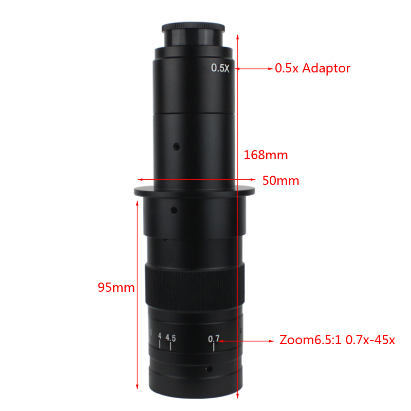 Adjustable Magnification 100X 130X 180X 200X 300X 360X 500X Zoom C Mount Lens For HDMI VGA USB Industry Video Microscope Camera