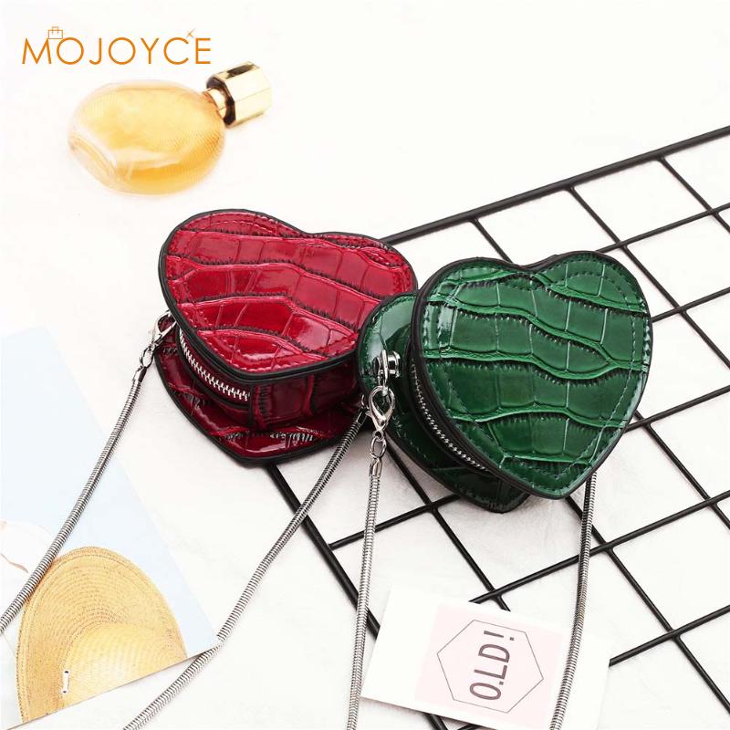 Dejlige piger skuldertaske hjerteformet mærke kvinder serpentine læder crossbody taske kæde læbestift skulder håndtaske