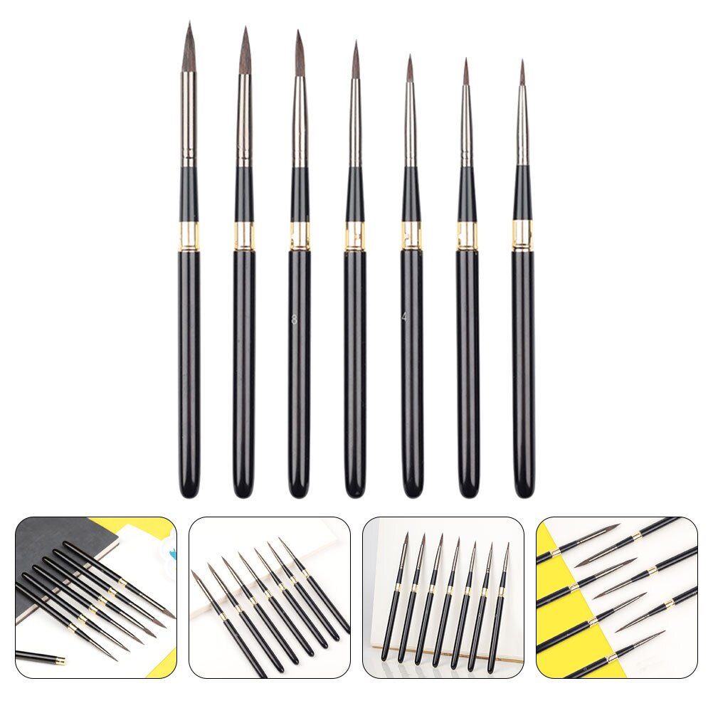 7Pcs Kunstenaar Penselen Fijne Schilderen Borstel Olieverfschilderij Borstel Voor Lijn Tekening