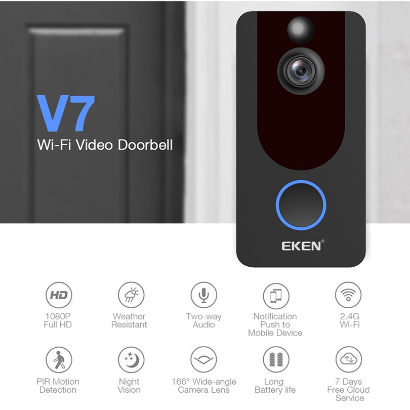V7 smart ip 1080p video intercom wifi video dørtelefon klokke dørklokke kamera til lejligheder ir alarm trådløs sikkerhedskamera