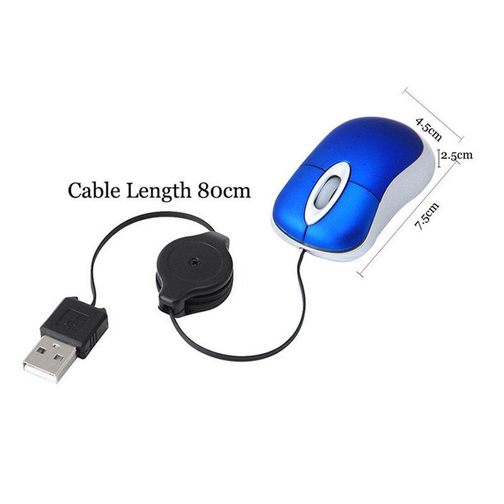 Belle Mini souris filaire rétractable USB câble ergonomique ordinateur de bureau ordinateur portable souris de jeu photoélectrique petite souris