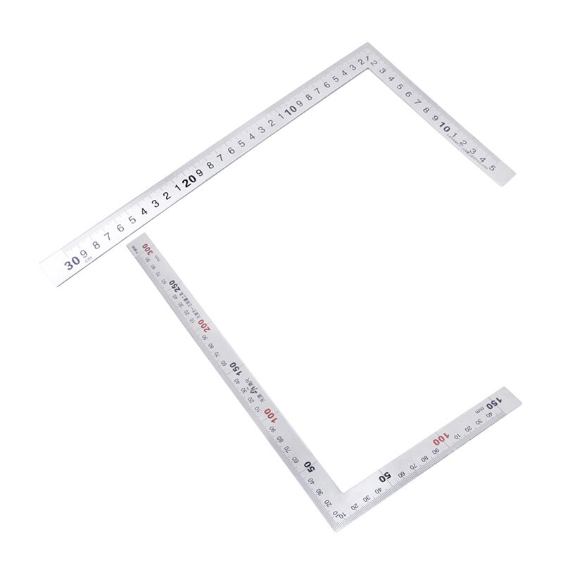 Stainless Steel 15x30cm 90 Degree Angle Metric Try Mitre Square Ruler Scale