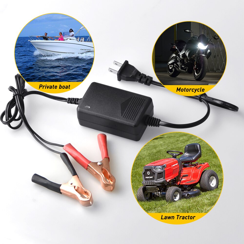 Biloplader 12v bærbar volt automatisk bilbatteri float vedligeholdelseslader bilvedligeholder båd direkte ac opladning motorcykel rv
