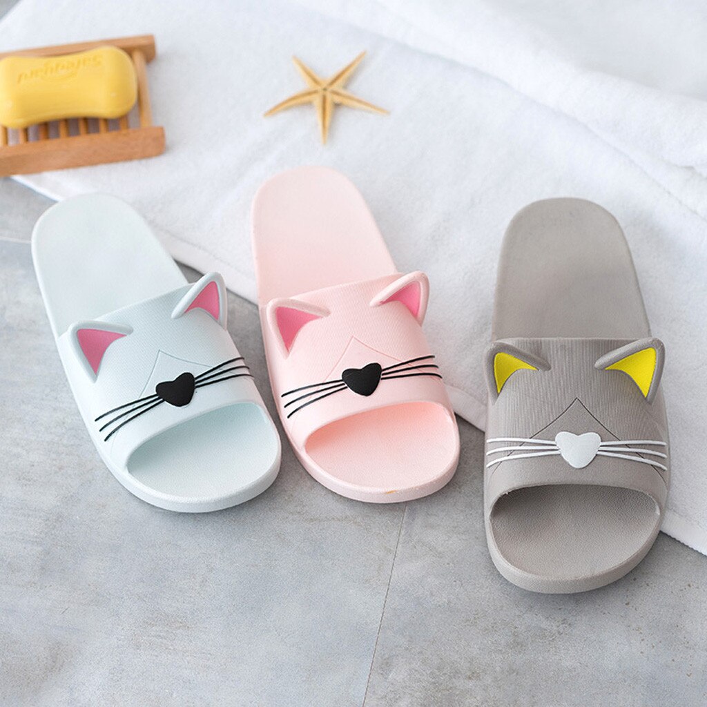 Zapatillas para interiores con dibujos de gatos, zapatos familiares, para la playa, para hombre y mujer