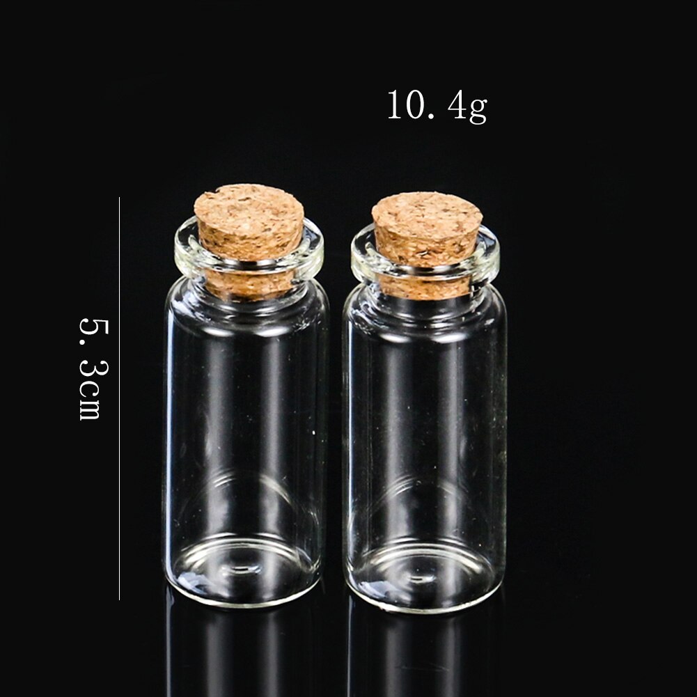 1 st 5/10/20ml önskande flaskglas meddelande flaskor burkar med lock drivande flaska korkpropp mini transparent glasflaska: 10ml