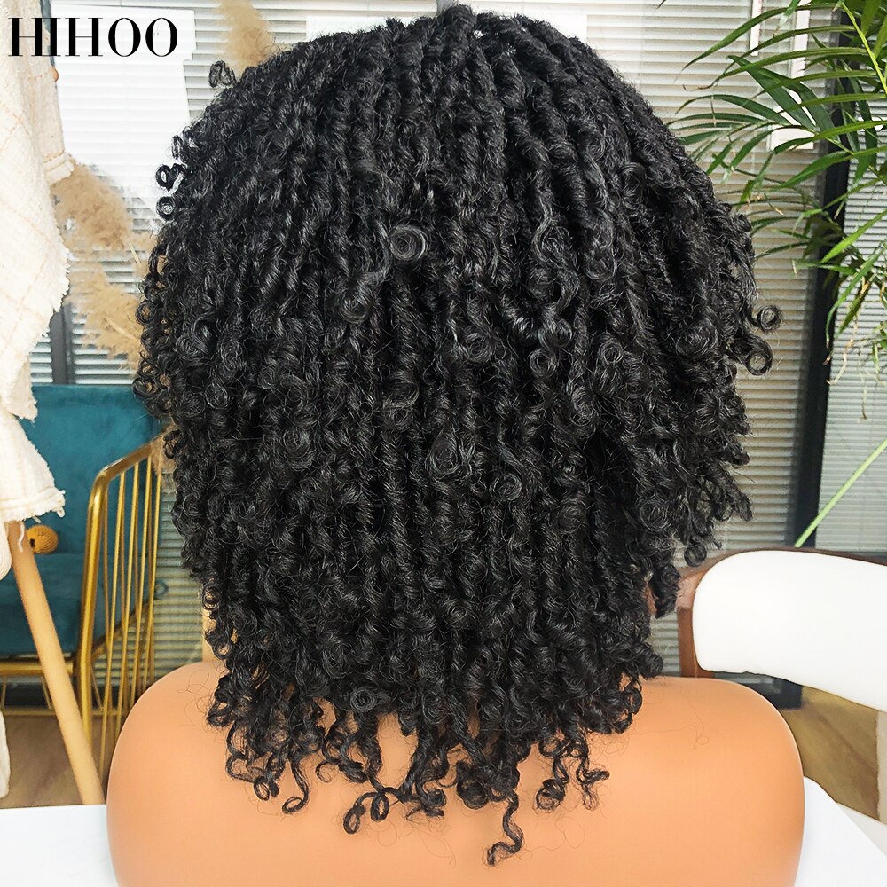 14‘’ Dreadlock Short Curly Wig With Bangs For Black Women Soft Synthetic Natural Hair Wigs Ombre Crochet Twist Hair Wigs Daily