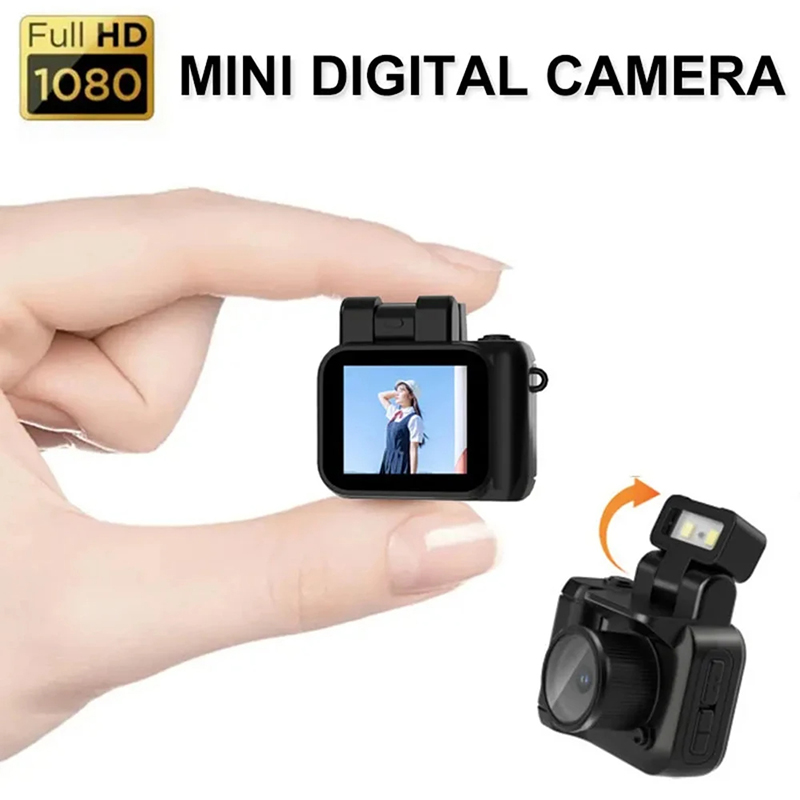 Mini-monoreflexkamera i cmos-stil med blixtlampa och batteridocka, bärbar videoinspelare  dv 1080p med lcd-skärm