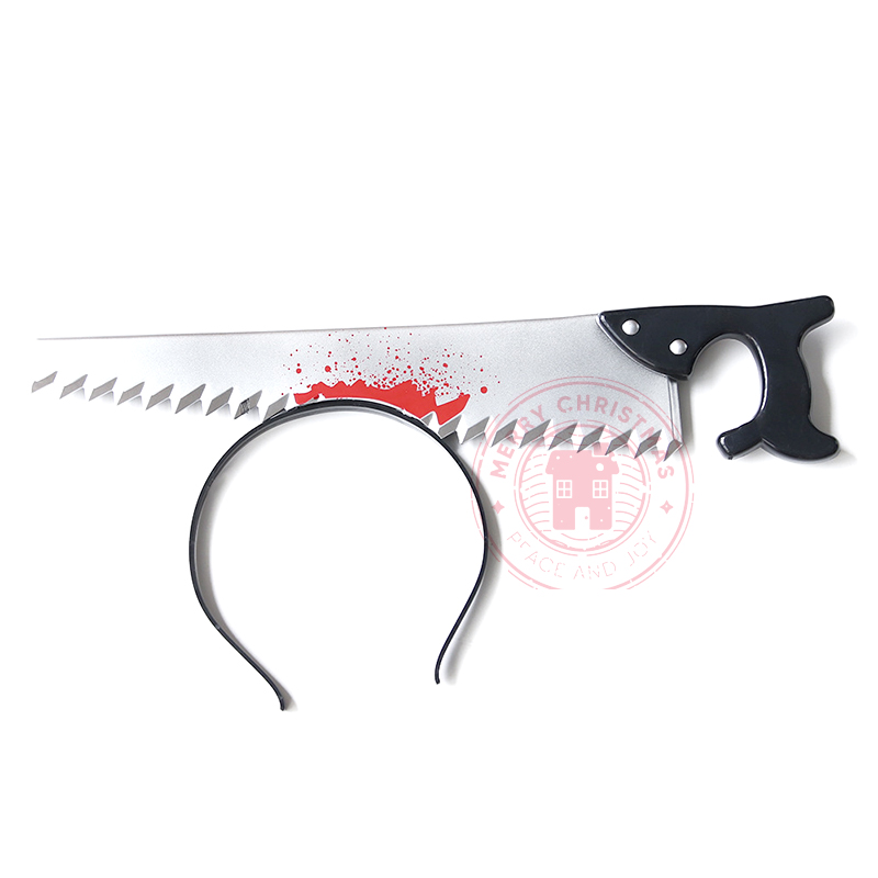 Nueva ropa de terror para Halloween, cuchillo para cabeza, tijeras, jeringa, diadema terrorista, disfraz de , juguete para trucos, accesorios de parodia: Azul oscuro