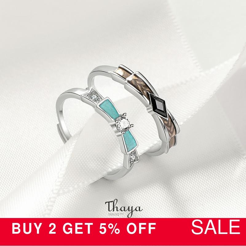 Thaya Silver Engagement Ring For Women Genuine 925 Sterling Silver Wedding Rings Shiny Cubic Zirconia Party Jewelry