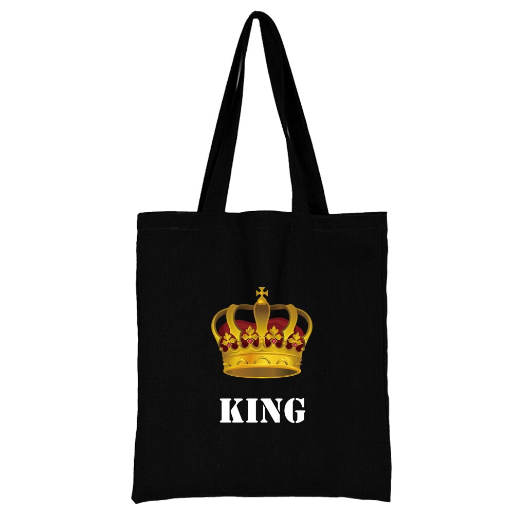 Harajuku Stijl Boodschappentas Koning Serie Handtas Schoudertas Grote Capaciteit Herbruikbare Canvas Handtas Student Eco-vriendelijke Tas: 2King003