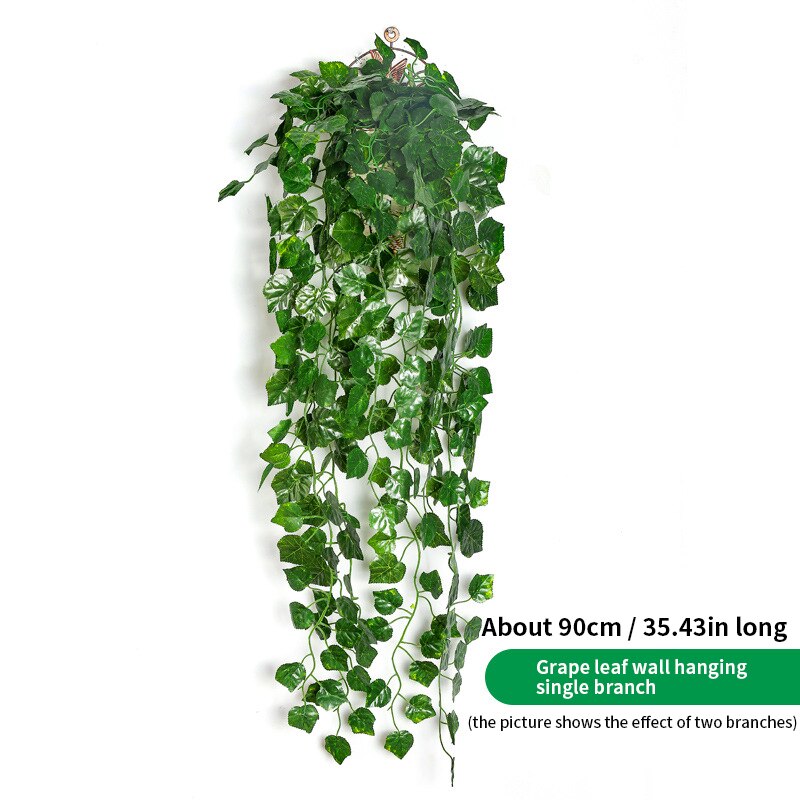 90cm keinotekoinen vihreä kasvi roikkuu muratti lehti merilevä retiisi tekokukka viiniköynnös kotipuutarha seinä aita juhlakoristelu: Rypäleen lehtiä