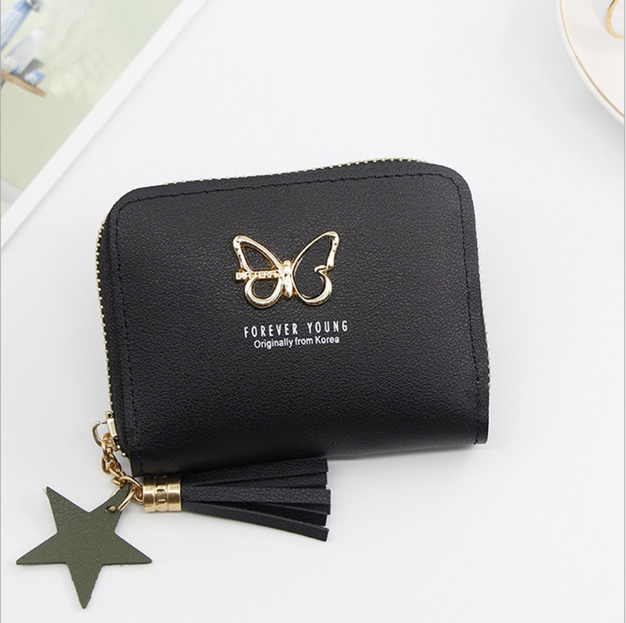 Ladies wallet cute student tassel pendant small PU wallet coin purse lady card bag