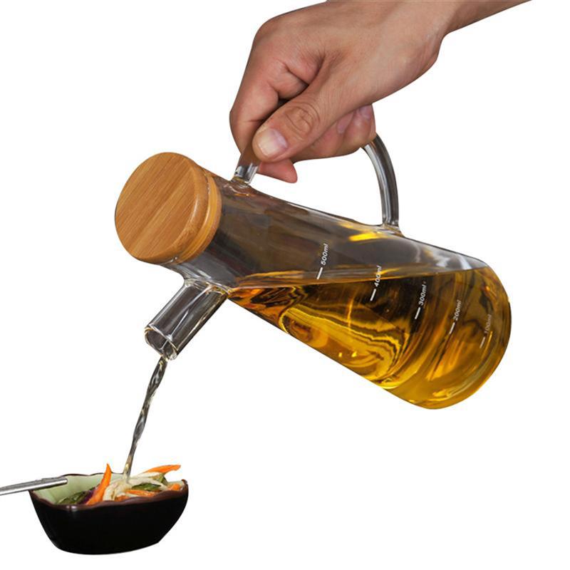 High Borosilicate Glass Olive Oil Vinegar Pot Dispenser Bottles Vinegar Can Cruet Storage With Handle And Lid Oil Bottle