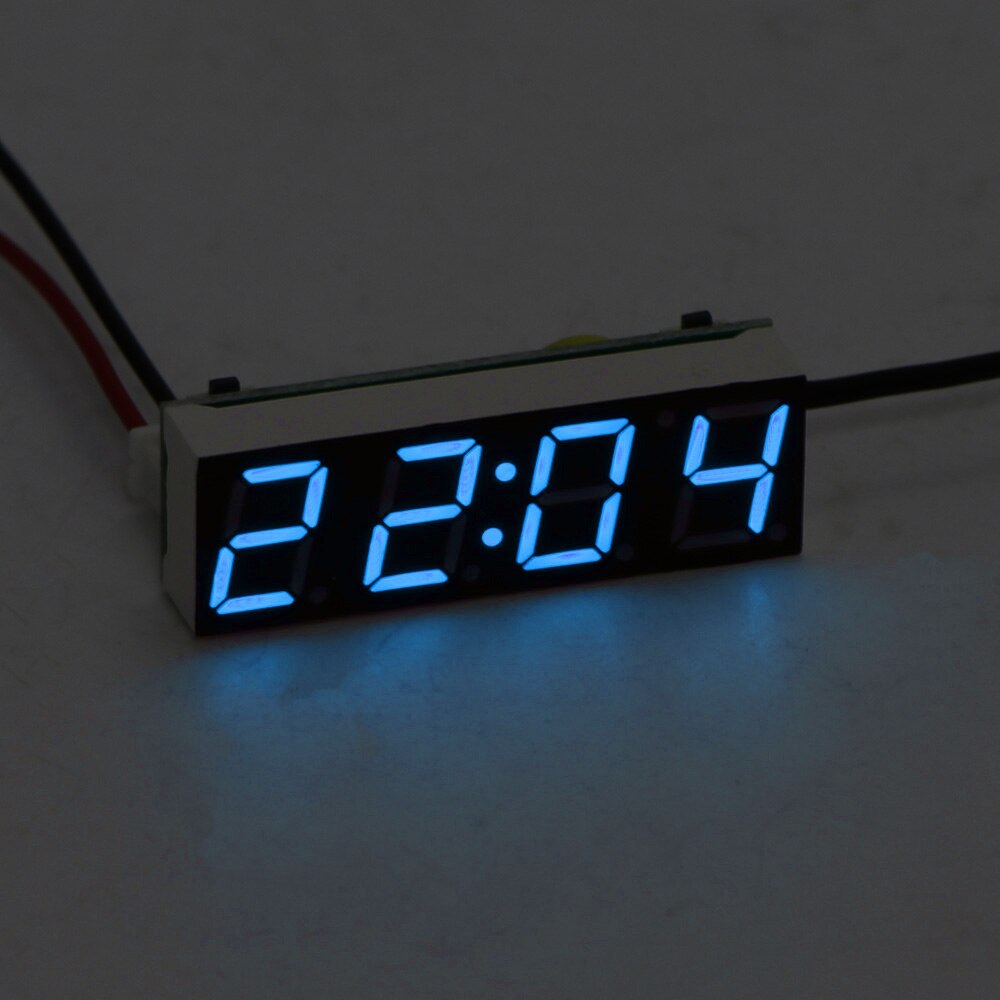 Onever Auto LED Display Elektrische Digitale Klok Thermometer Voltmeter Digitale Klok Digitale Timer Groen Blauw Rood Licht: Blue