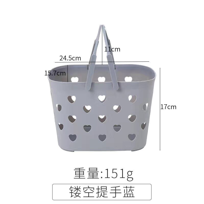 Caddie de douche Portable, fourre-tout en forme de cœur, panier de rangement en plastique creux avec boîte à poignée, bac de rangement pour salle de bain, garde-manger de cuisine: 02