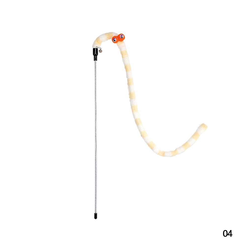 Colorful Cat Interactive Toy Feather Cat Teaser Wand Cat Toy Funny Caterpillar Rod Teaser Wand Pet Cat Supplies Cat Accessories: Light Yellow