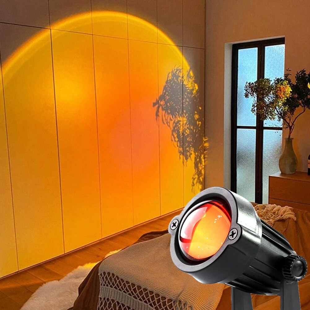 Lampada di proiezione al tramonto luci notturne a LED lampada al tramonto arredamento camera da letto USB arcobaleno proiettore atmosfera per la decorazione della barra di casa luce