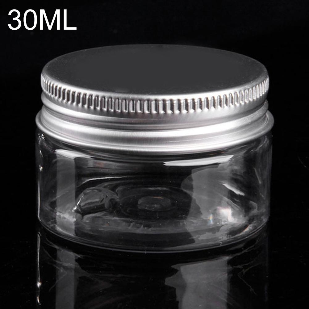 Boîte à maquillage, pot de rangement en plastique pour cosmétiques, récipient transparent avec couvercle en aluminium, petite bouteille de voyage 30/40/50/60/80/100/120/150/200ML 1 pièce: 30ML
