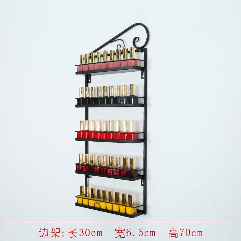 Grote Nagellak Opbergrek Muur Manicure Cosmetica Display Stand Moderne Metalen Nagellak Opslag Voor Nail Beauty Salon: black right side