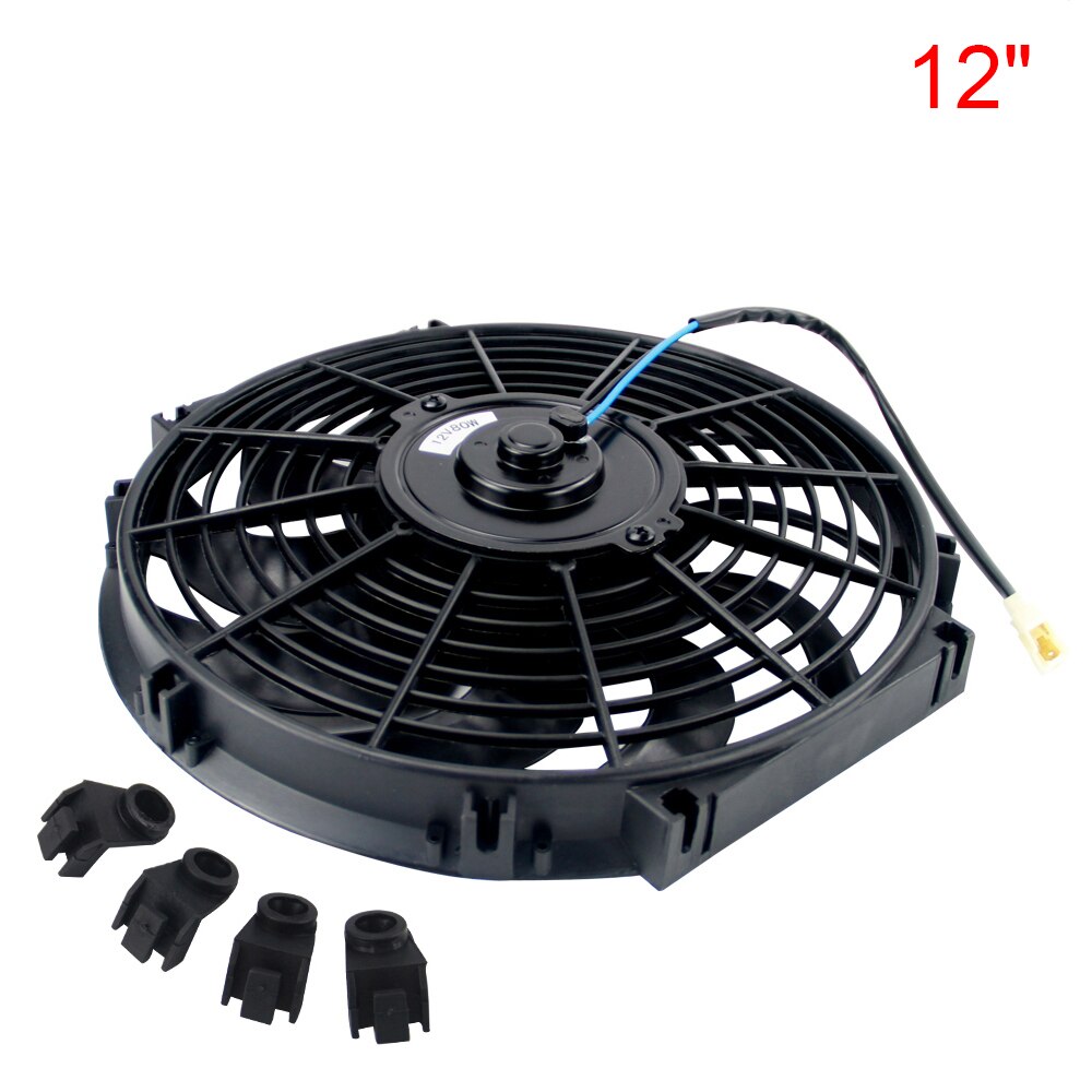 7 9 10 12 13 14 tums universal 12v 80w smal, reversibel svart blad elektrisk kylfläkt monteringssats för automatisk fläkt: 12 tum