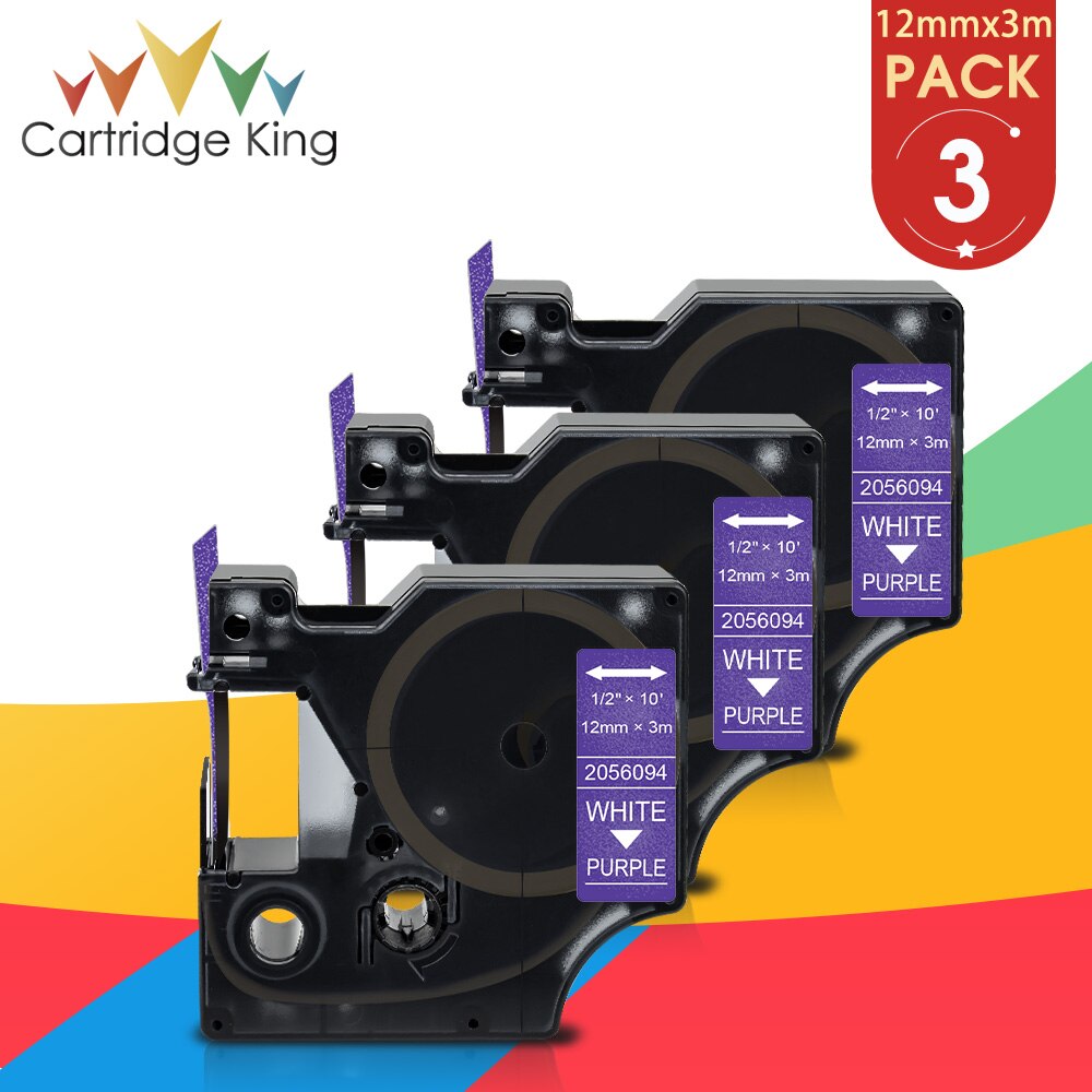 6PK 12Mm Zwart Op Wit Glitter Label Tape Vervangen Dymo D1 45021 45013 2056121 2056091 2056094 2056098 Voor Dymo labelmanager 160: 3PK Purple Glitter