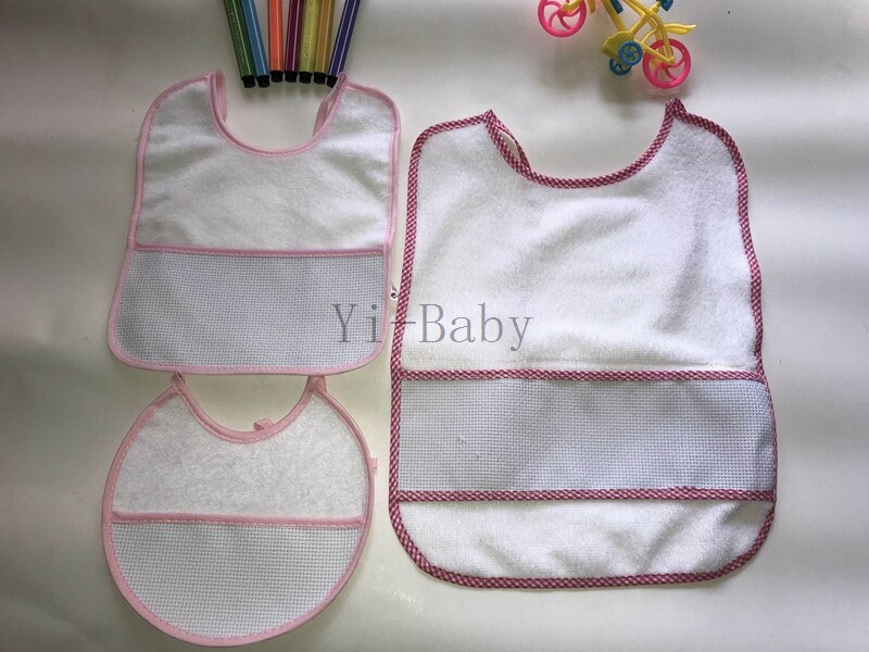 Bavoirs point en croix étanche rose pour bébé, serviettes salive de nourrisson 3 pièces/ensemble, YB170005