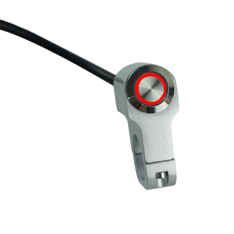 Universal 22mm 7/8 "motorcykelkontakter styr monteret horn power start kill on-off switch knap med led lys: Sølv (rødt lys)