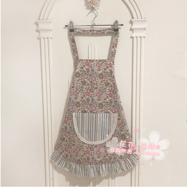 cotton cloth princess apron print floral cleaning apron kitchen aprons for women baking mats helper Sleeveless Apron: 017