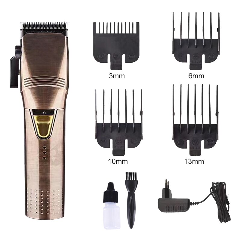 Tondeuse à cheveux numérique sans fil pour hommes, zero-gappedbarbarshop, tondeuse à cheveux Rechargeable, coupe à ras 0mm, t-blade, outliner pour tête chauve: Gold / US Plug