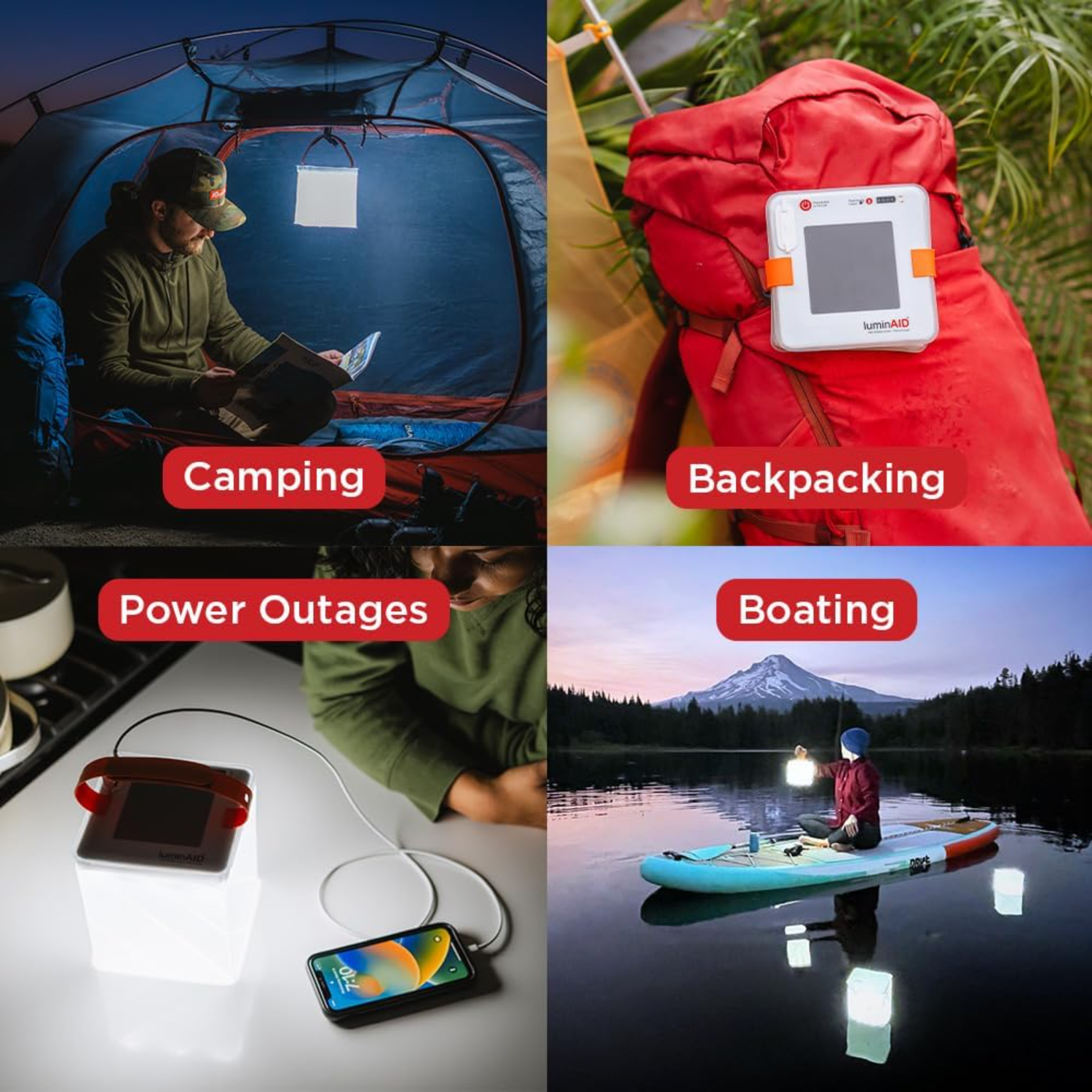 LuminAID 2-in-1 Solar Camping Lantern and Phone Charger - Inflatable LED Lamp for Camping, Hiking and Travel - Emergency Light f