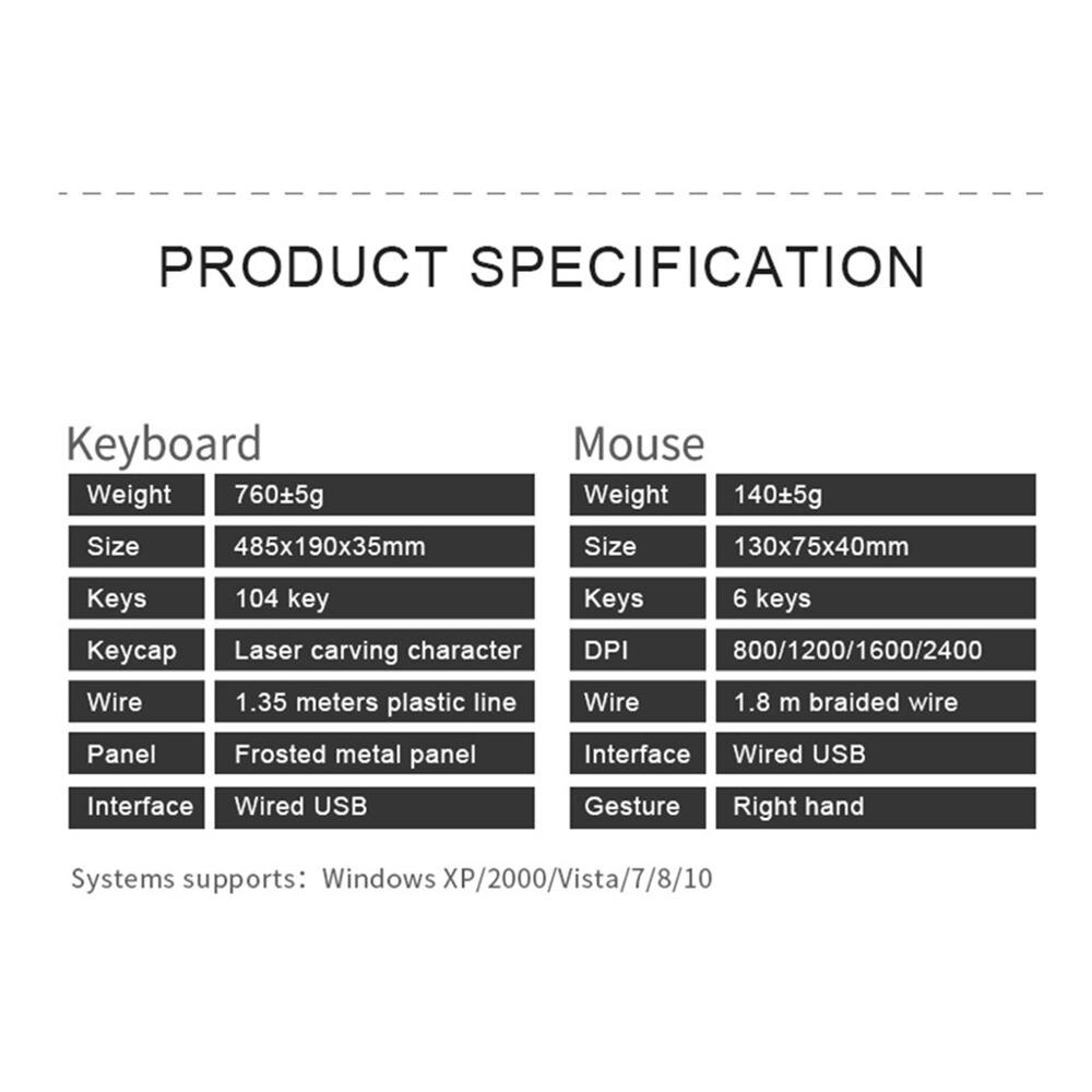 KM690 104 Keys Backlight Games Wireless Keyboard With + 2400DPI Mouse Mice Easy to operate USB plug and play Colorful backlight
