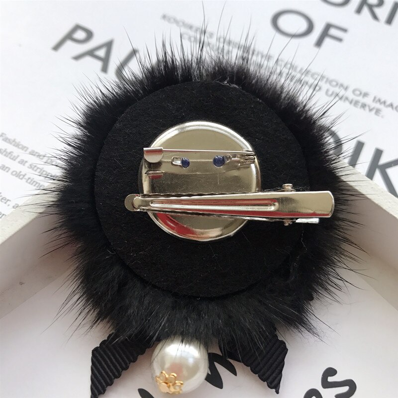 Vintage vison cheveux boule broche beauté tête noeud revers épinglette chemise col broches chapeau sac vêtements pour femmes accessoires