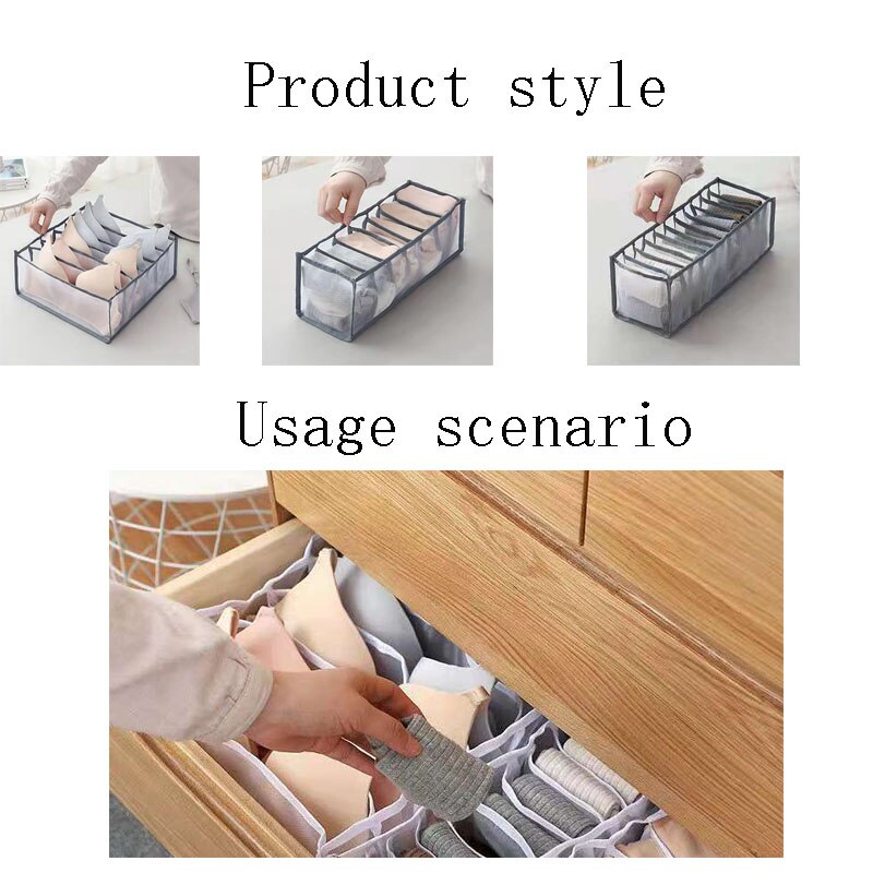 Organizador de Armario para Dormitorio, Caja de Almacenamiento con Separadores, para Ropa Interior y Sujetadores, 7 Rejillas Plegables