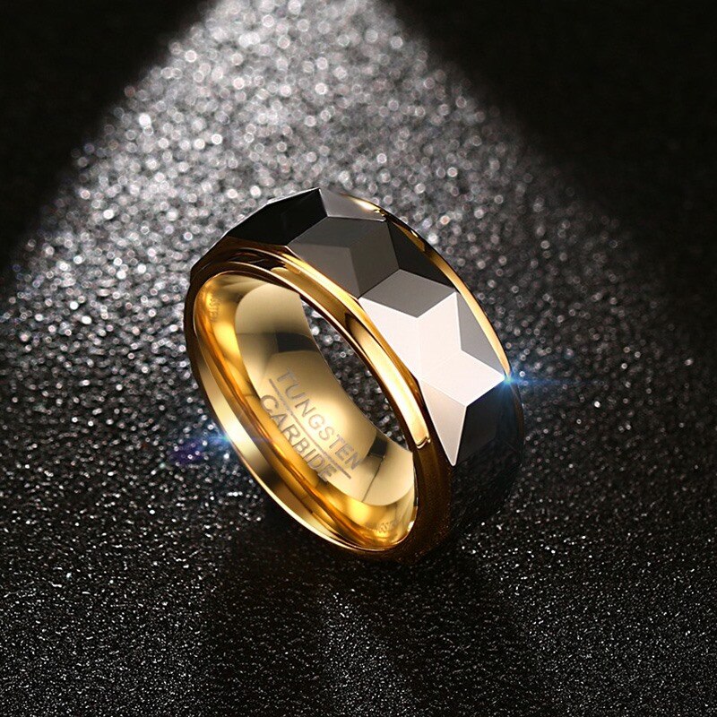 Meaeguet 8mm Ring Brede Facet Geslepen Geometrische Wolfraamcarbide Trouwringen Voor Mannen Sieraden Mannelijke Anillos Bague USA Maat 7-12